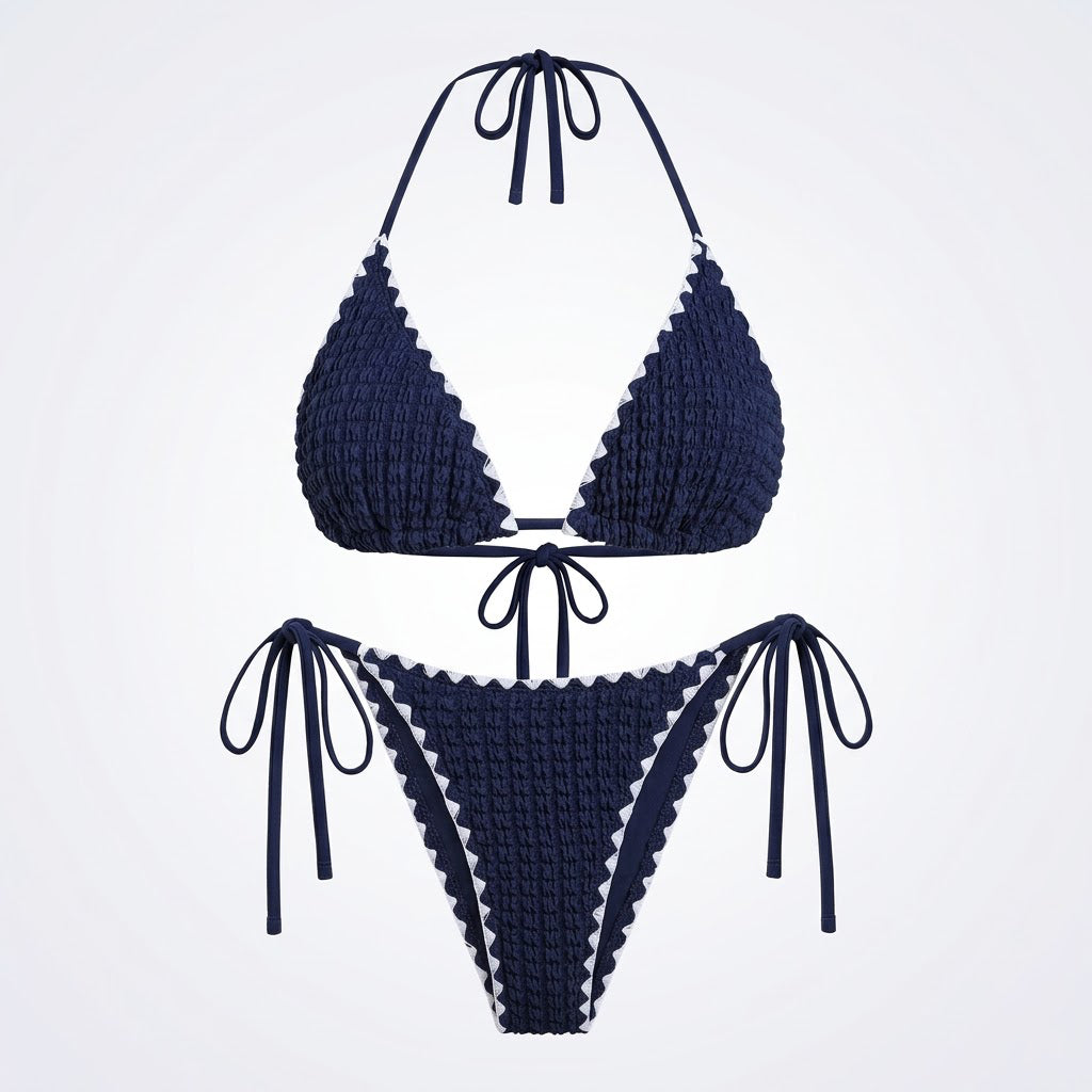 The Amalfi Smocked Contrast Bikini Set