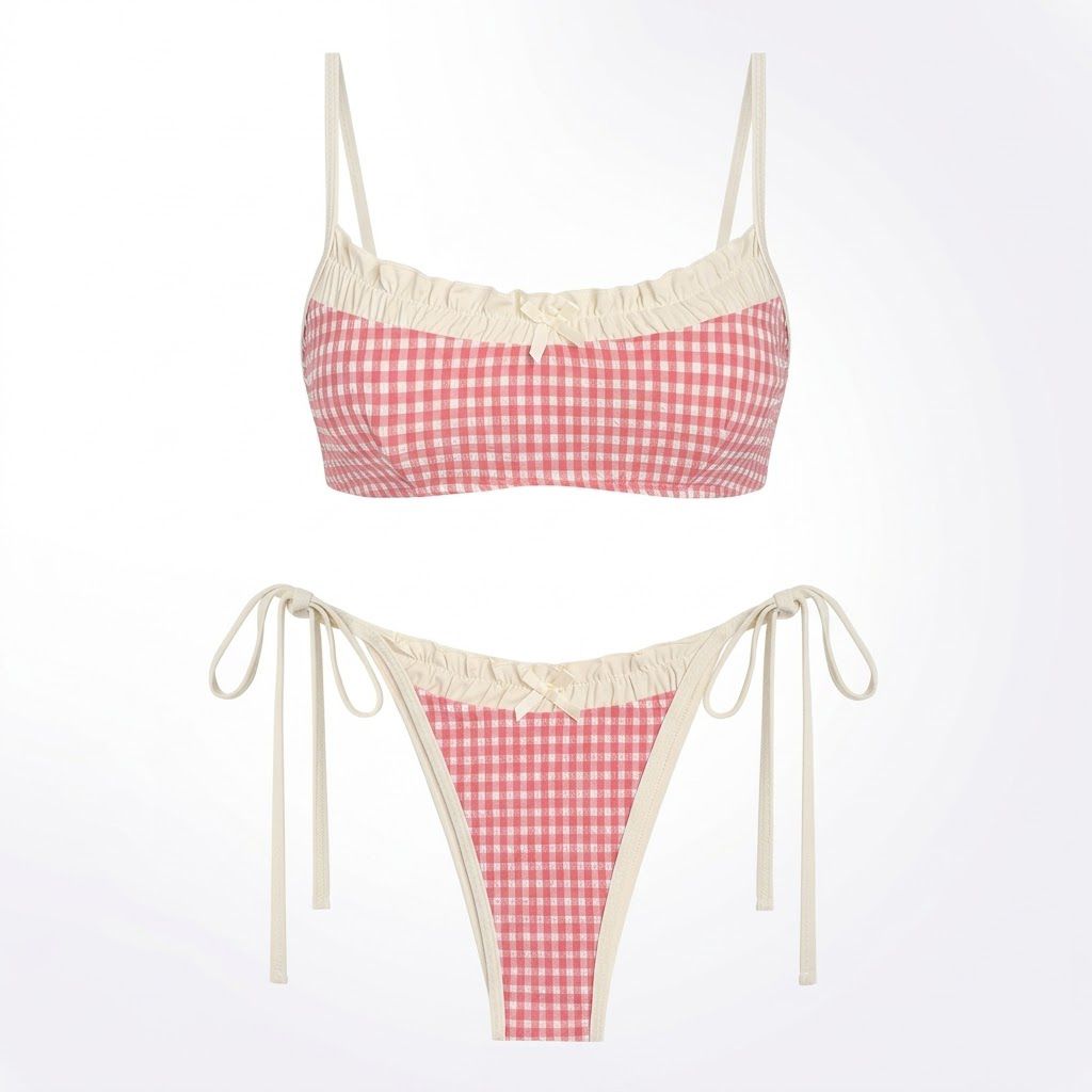 Provence Gingham Ruffle Bikini Set