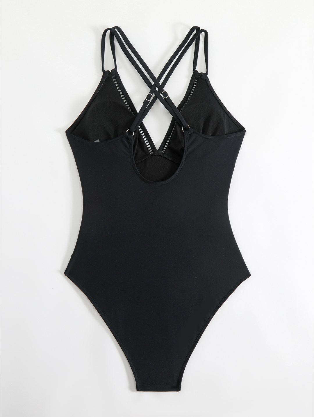 Black Ruched Crisscross Back One-Piece Swimsuit