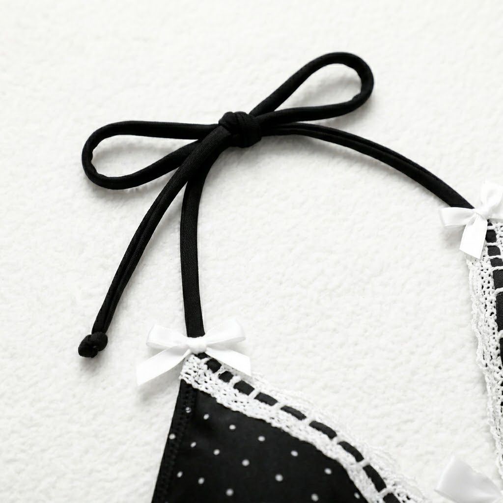 Riviera Polka Dot Lace-Trim Bikini Set