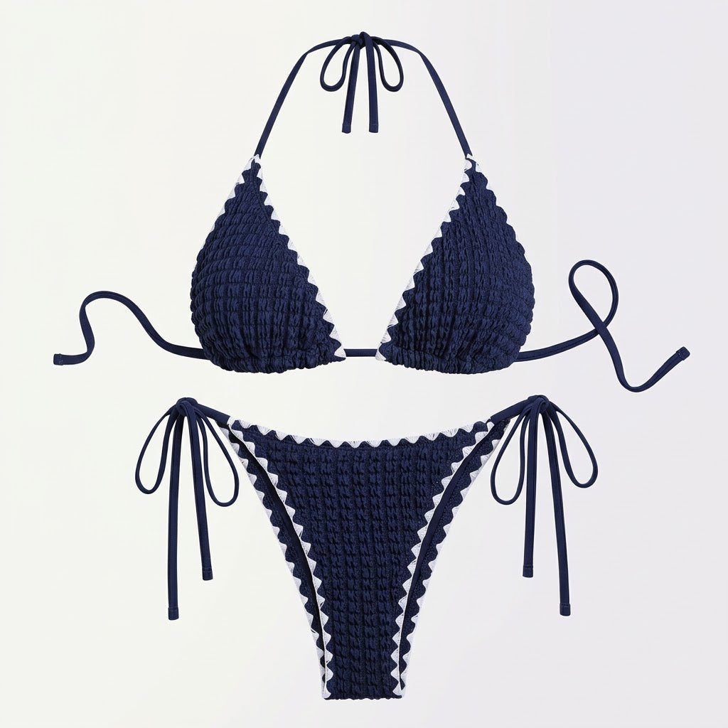 The Amalfi Smocked Contrast Bikini Set