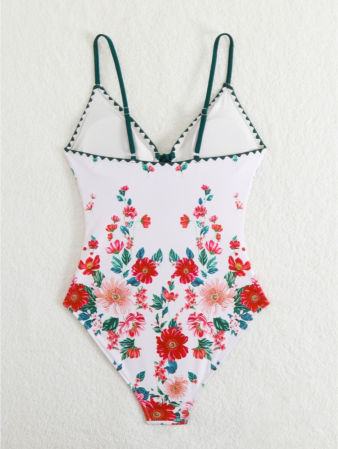 White Floral Tie-Front One-Piece Swimsuit