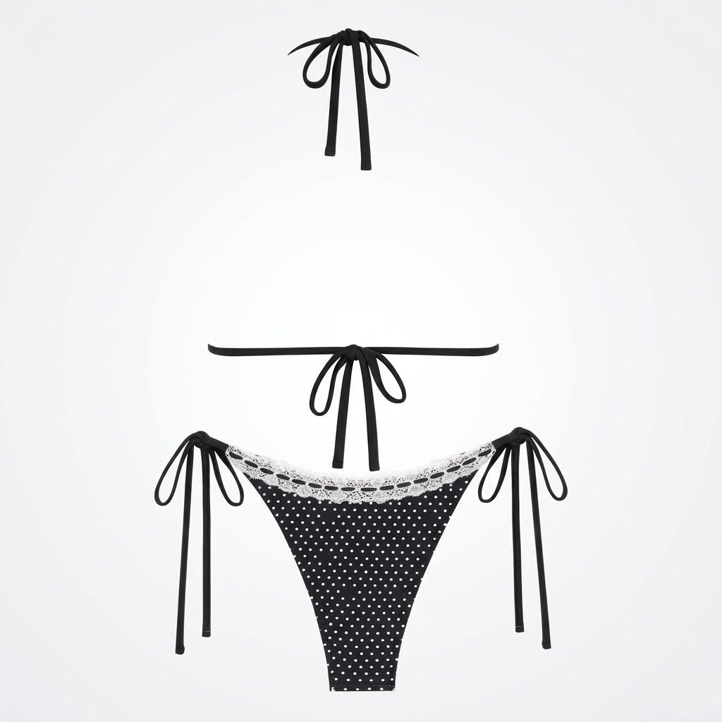 Riviera Polka Dot Lace-Trim Bikini Set